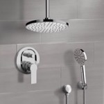 Remer SFH70 Chrome Shower System With Rain Ceiling Shower Head and Hand Shower